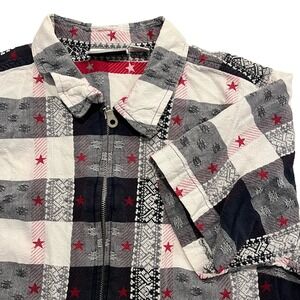 Vintage Fashion Bug Women 18/20 American Stars Full Zip 4th‎ of July Black Shirt